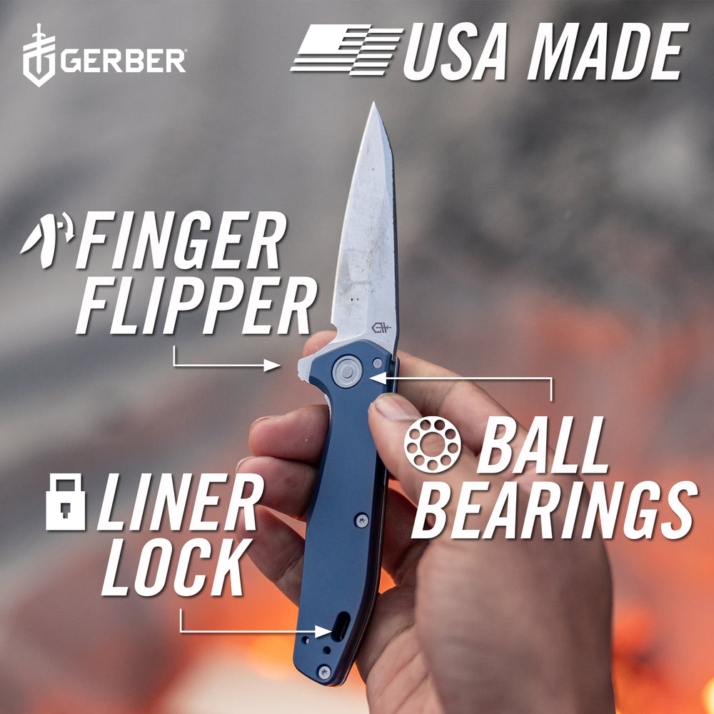 Blå Gerber Fastball fällkniv med Wharncliffe-blad – bild 5