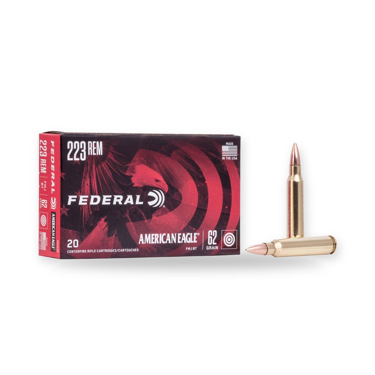 Federal - 223 Rem - American Eagle - 62 gr - FMJ BT - 20/Box