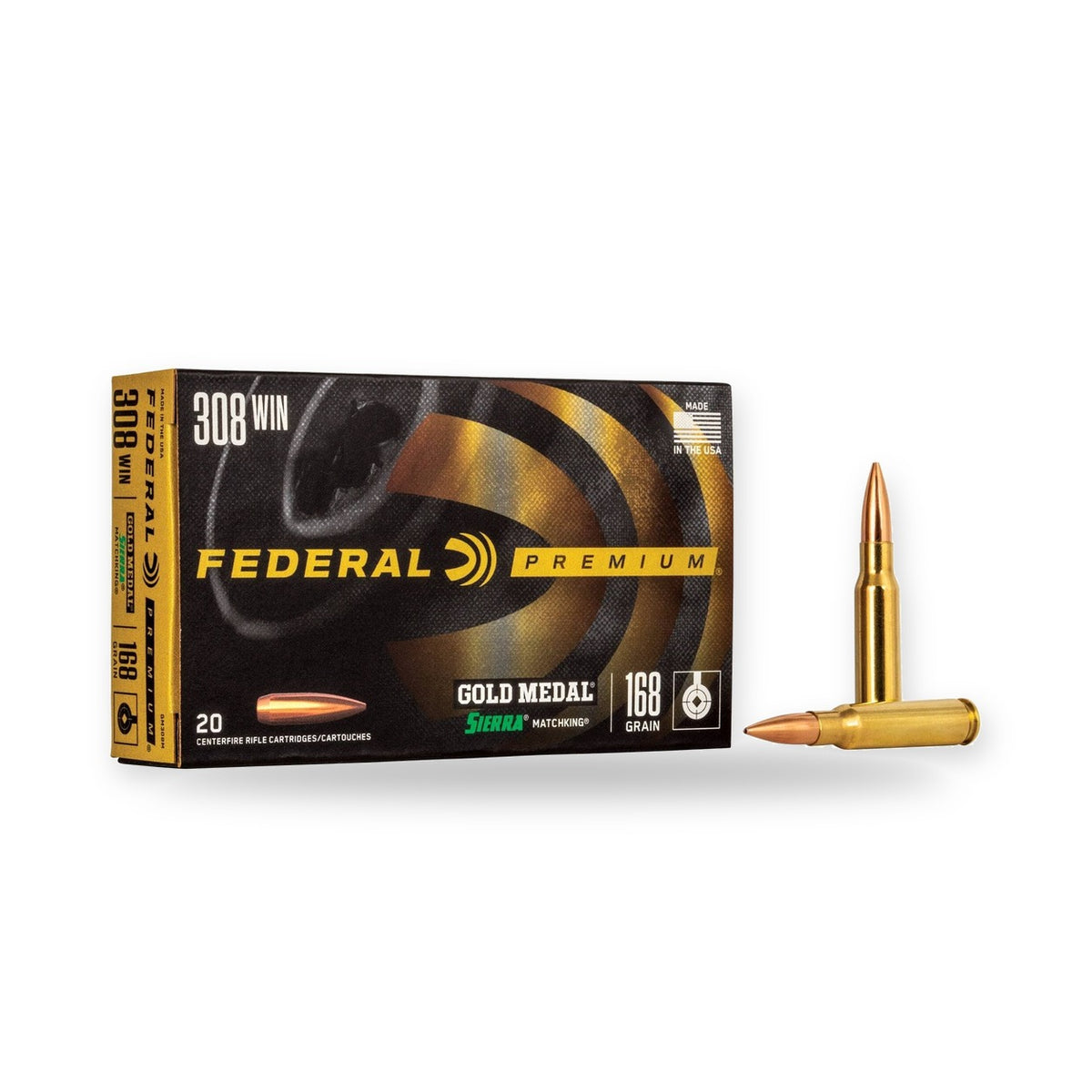 Federal - 308 Win - Gold Medal - 168 gr - Sierra MatchKing BTHP - 20/Box