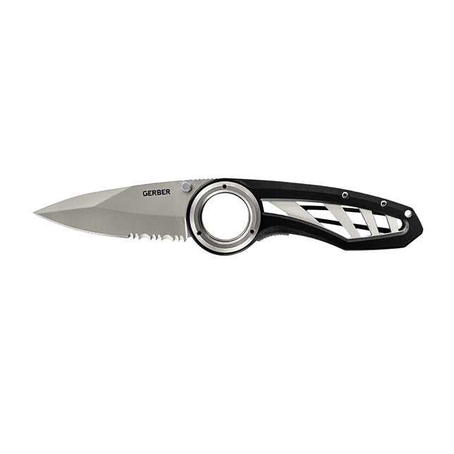 Svart Gerber Remix Tactical fällkniv med delvis tandad tantoklinga