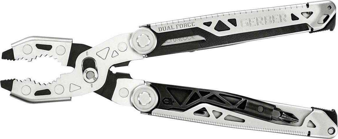 Silverfärgat Gerber Dual-Force multiverktyg med tänger