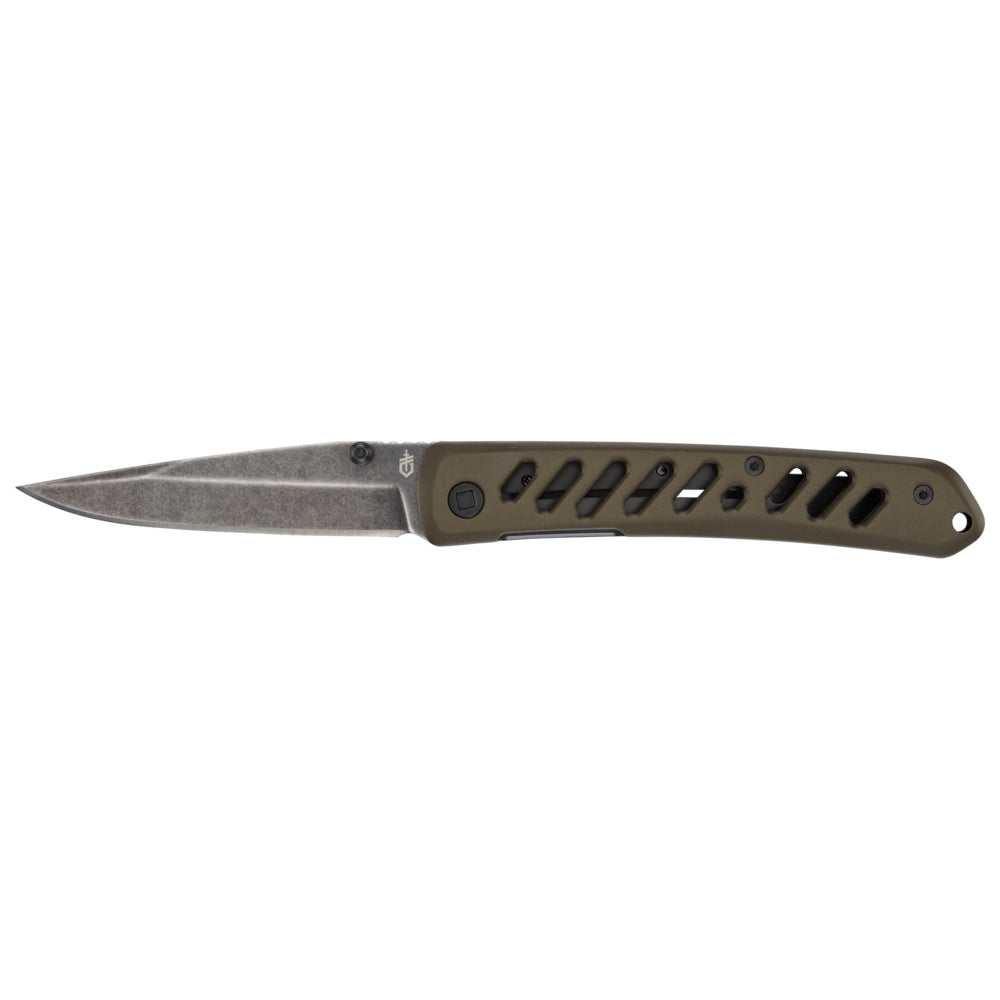 Grön Gerber Affirm fällkniv med clip point-blad