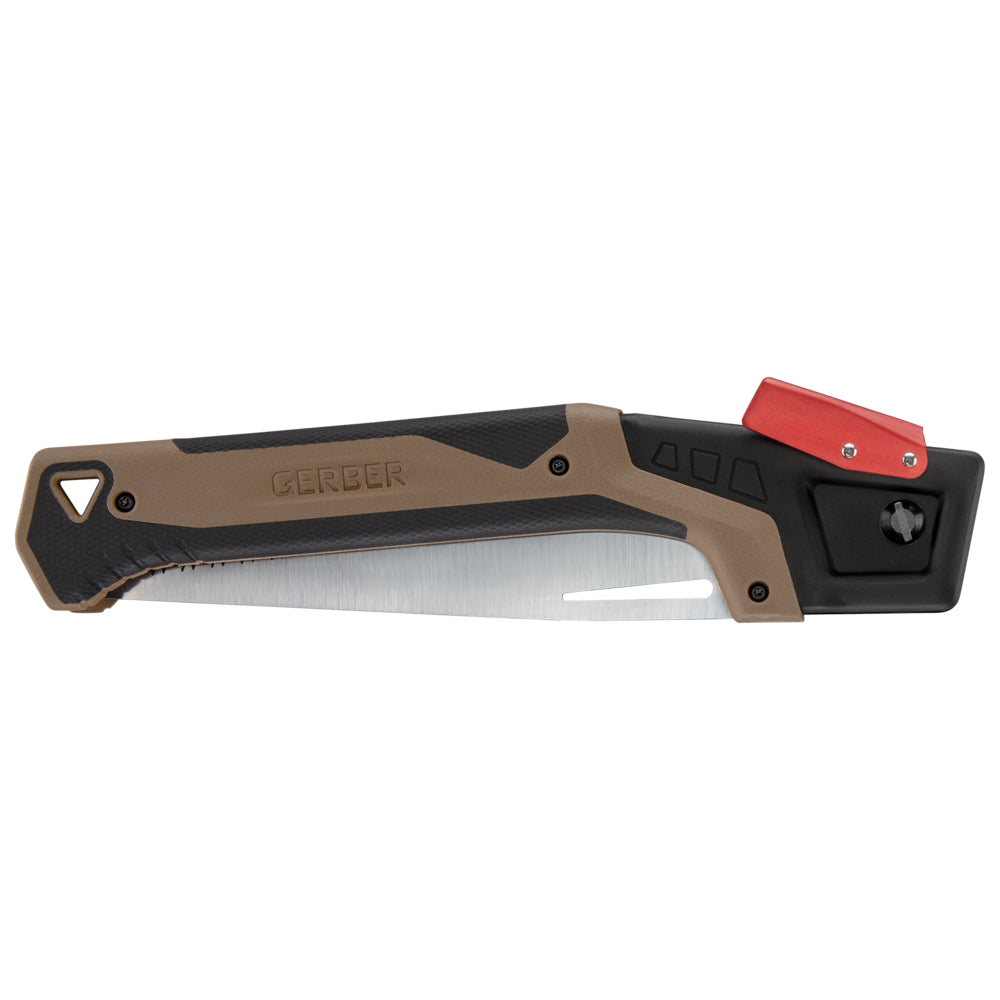 Fällbar Gerber Bushcraft-grensåg i Coyote med fodral