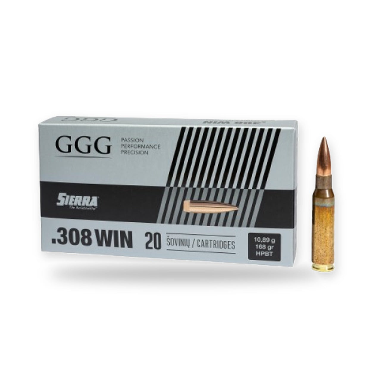 GGG - Ammo .308 Win - 168gr - HPBT Sierra Matchking - 20/Box