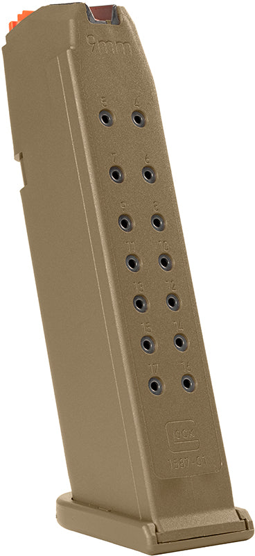 Magasin Glock 19X 9 mm 17 st coyote orange follower