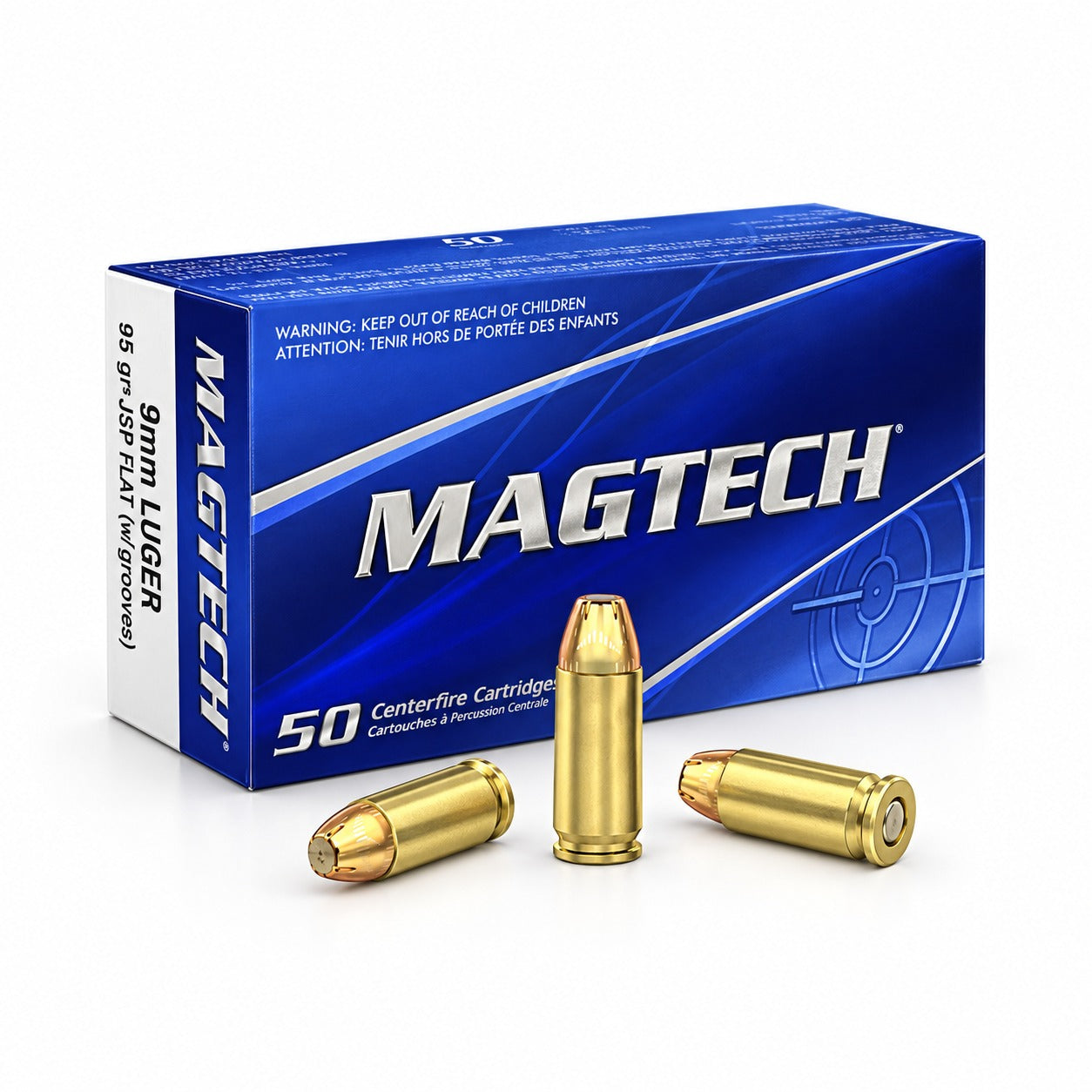 Magtech - 9 mm Luger - 95 grs - JSP Flat w/grooves - 50 st/ask