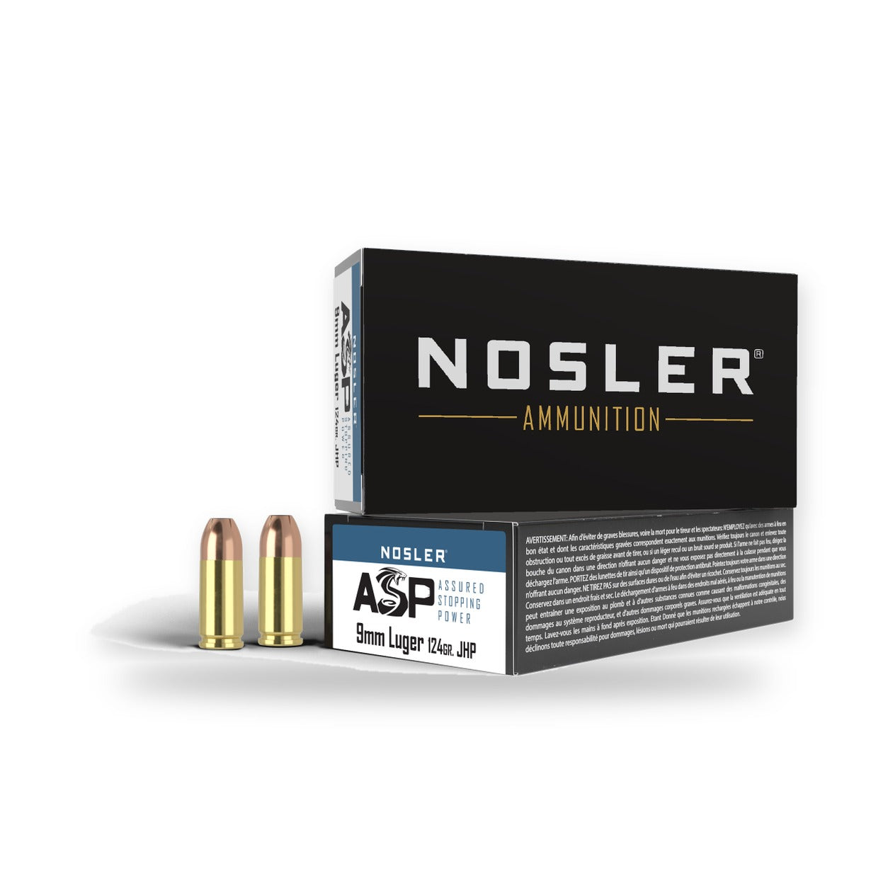 Nosler - Assured Stopping Power Ammunition - 9 mm Luger - 124gr - JHP - 50/ask