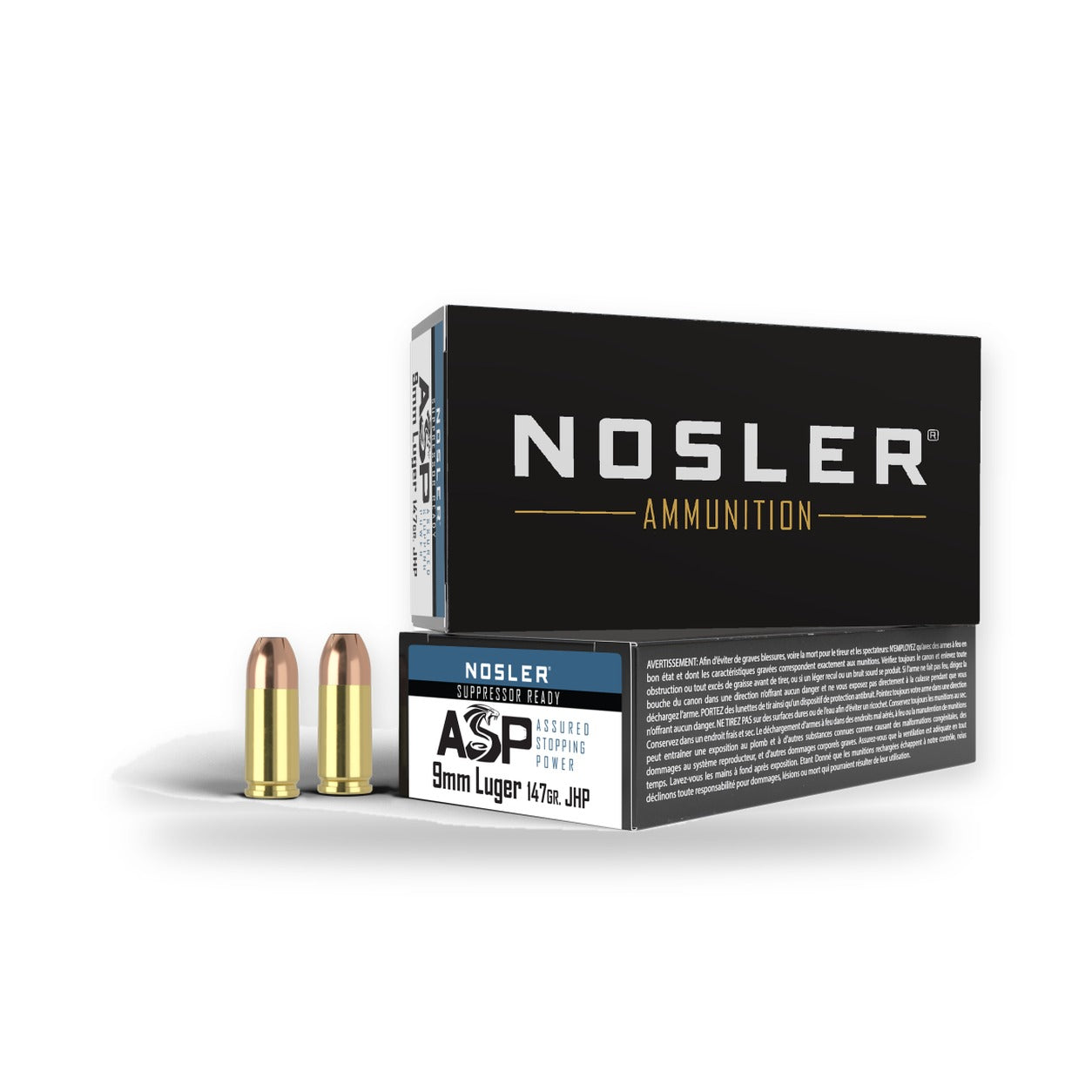 Nosler - Assured Stopping Power Ammunition - 9 mm Luger - 147gr - ASP JHP - 50/ask