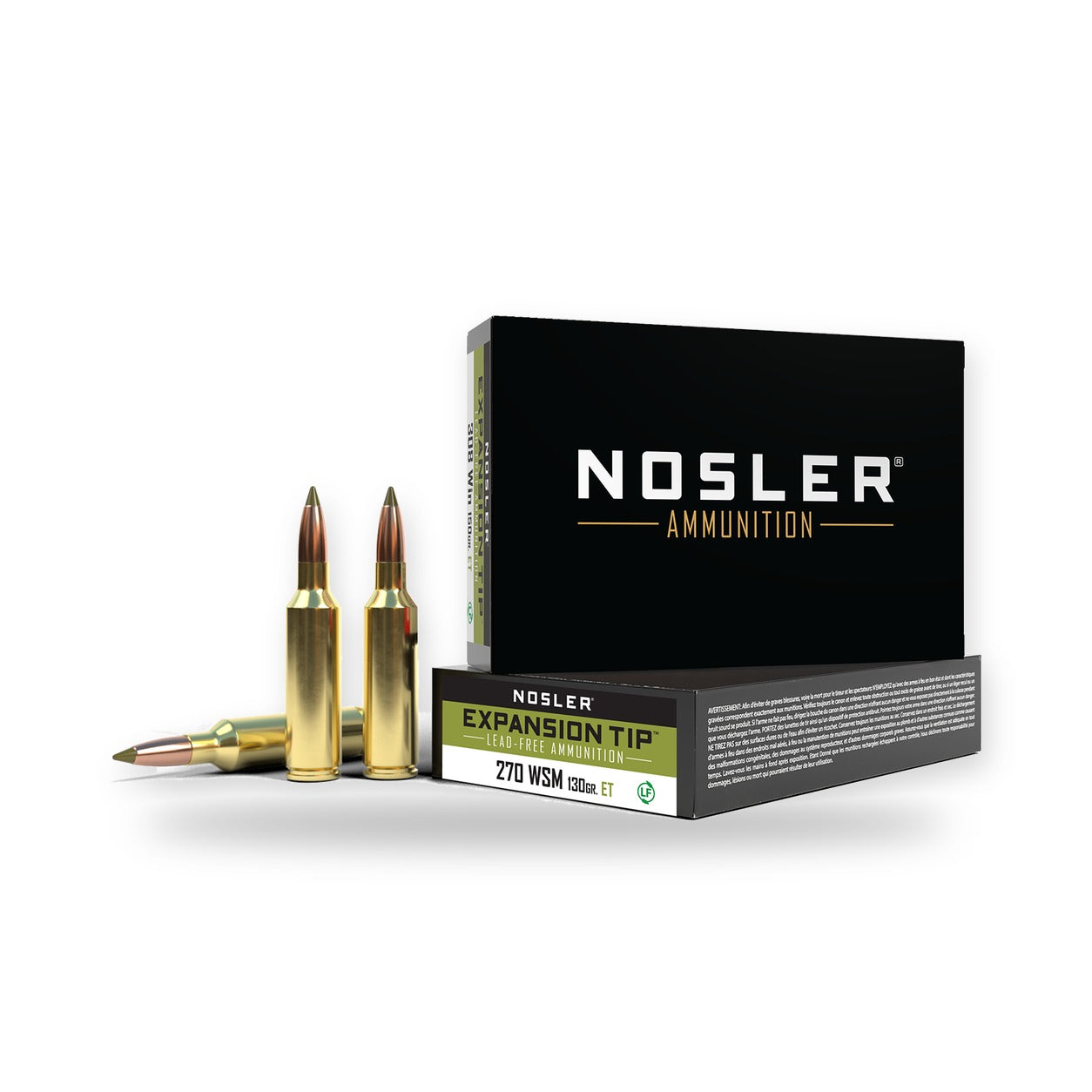 Nosler - Expansion Tip Ammunition - .270 Winchester Short Magnum - 130gr - ET - 20/ask