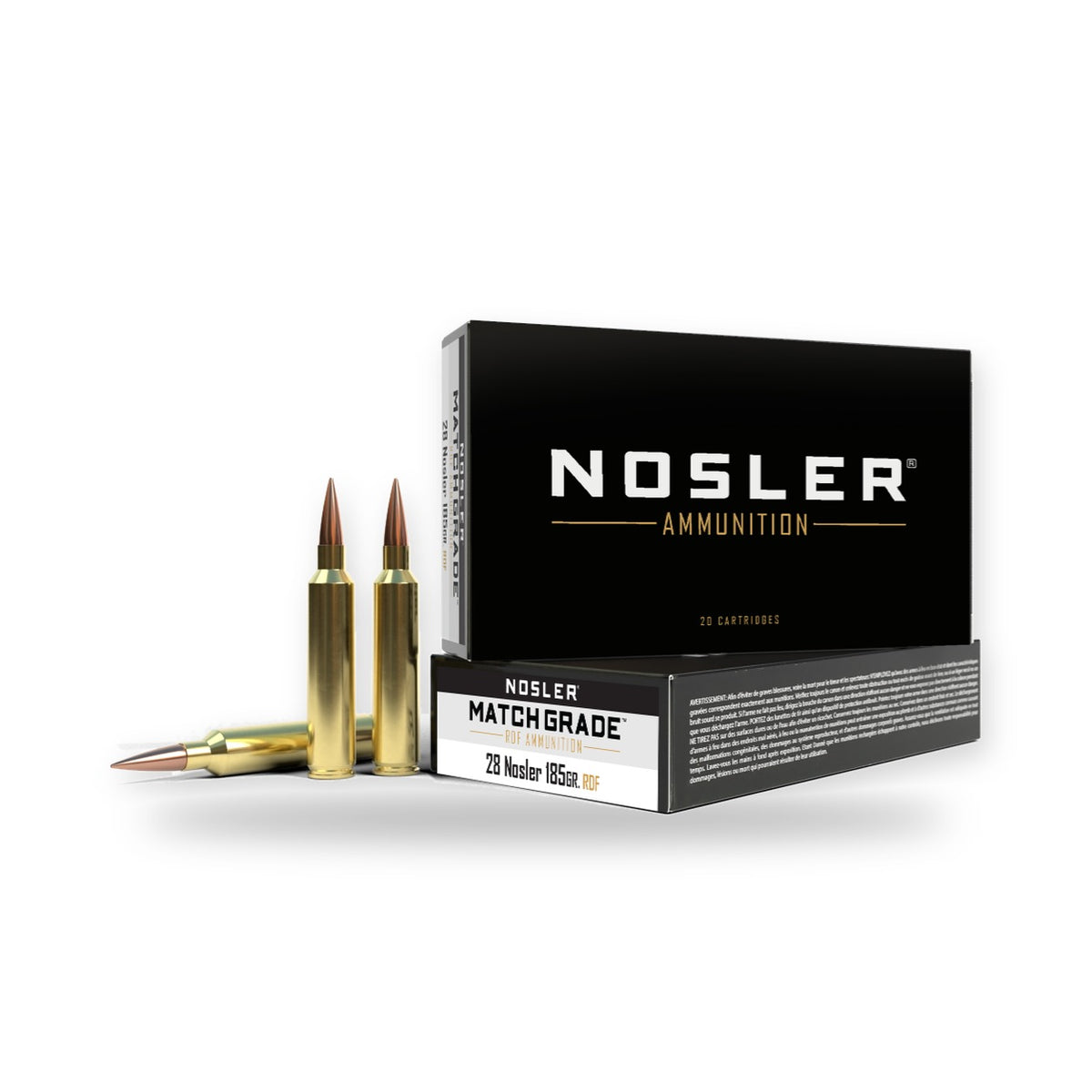 Nosler - Match Grade Ammunition - 28 Nosler - 185gr - RDF HPBT - 20/ask