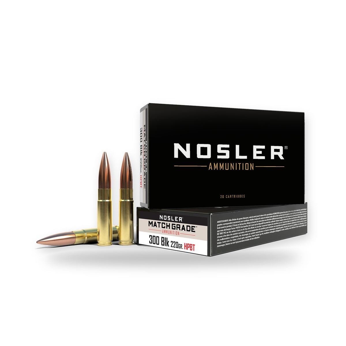 Nosler - Match Grade Ammunition - .300 AAC Blackout - 220gr - CC HPBT - 20/ask