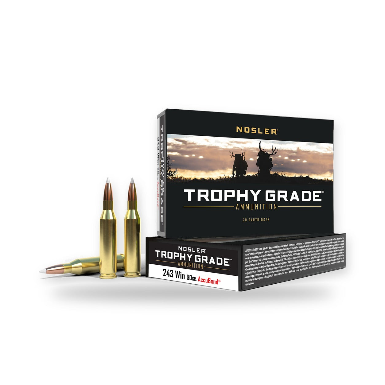 Nosler - Trophy Grade Ammunition - .243 Winchester - 90gr - AB - 20/ask