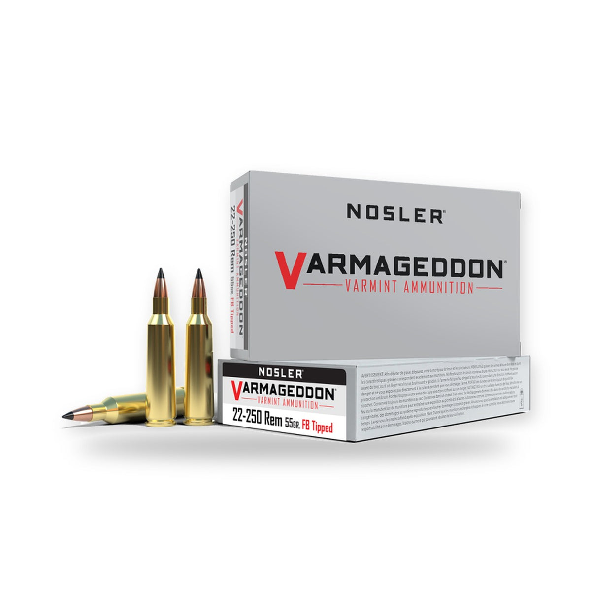 Nosler - Varmageddon Ammunition - 22-250 Rem - 55gr - VG FBT - 20/ask