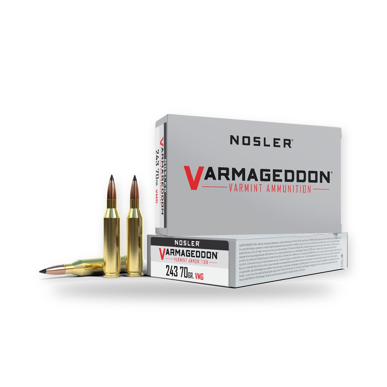 Nosler - Varmageddon Ammunition - .243 Winchester - 70gr - VG FBT - 20/ask